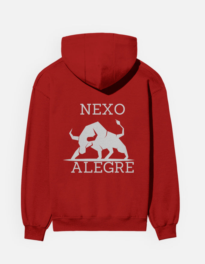 Red hoodie with Spanish Bull print on the back