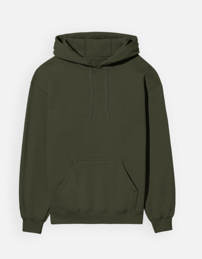 Olive Green hoodie plane front with Spanish Bull print on the back